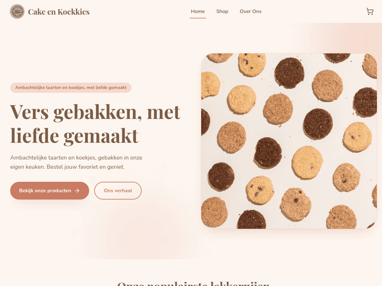 Preview van de Cake en Koekkies website